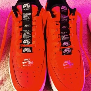 Low top Jordan AirForce 1s, Size 12, pinkish/red